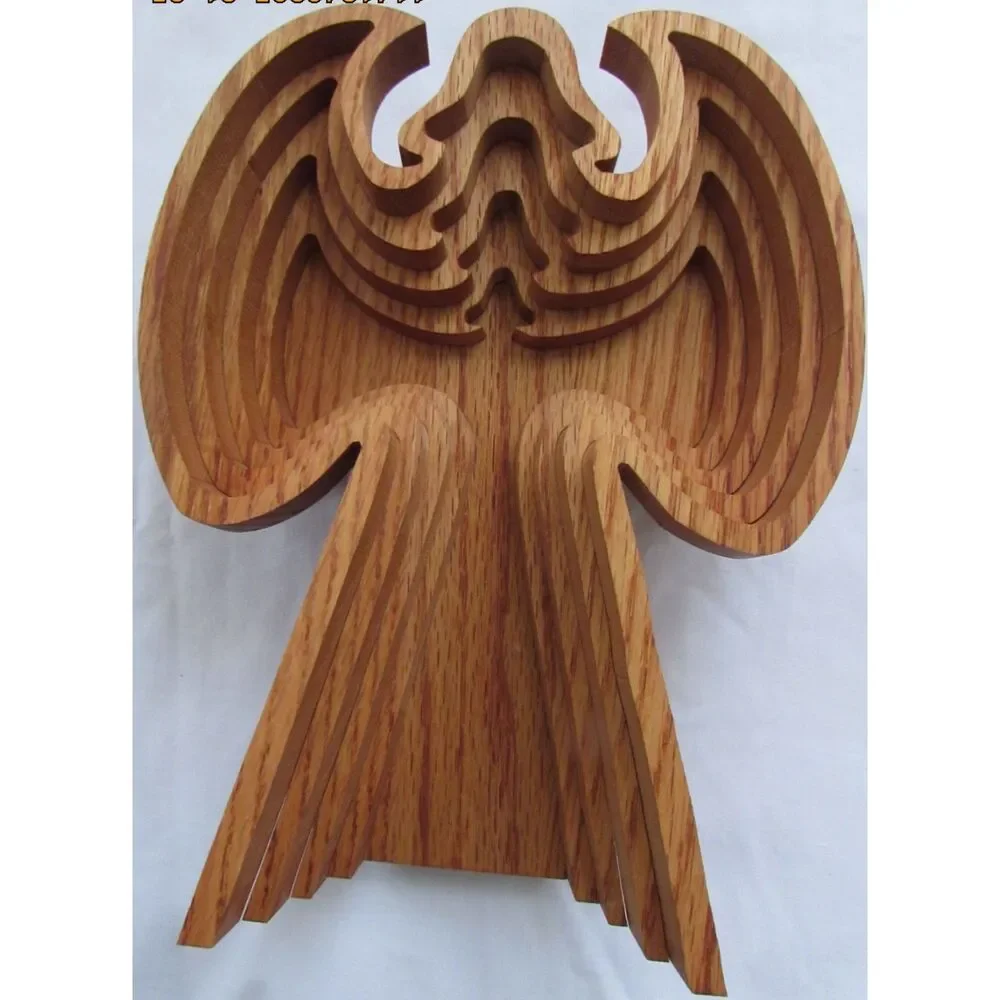 Nestled Wooden Angel wood art Christmas 3D Holy Religion
